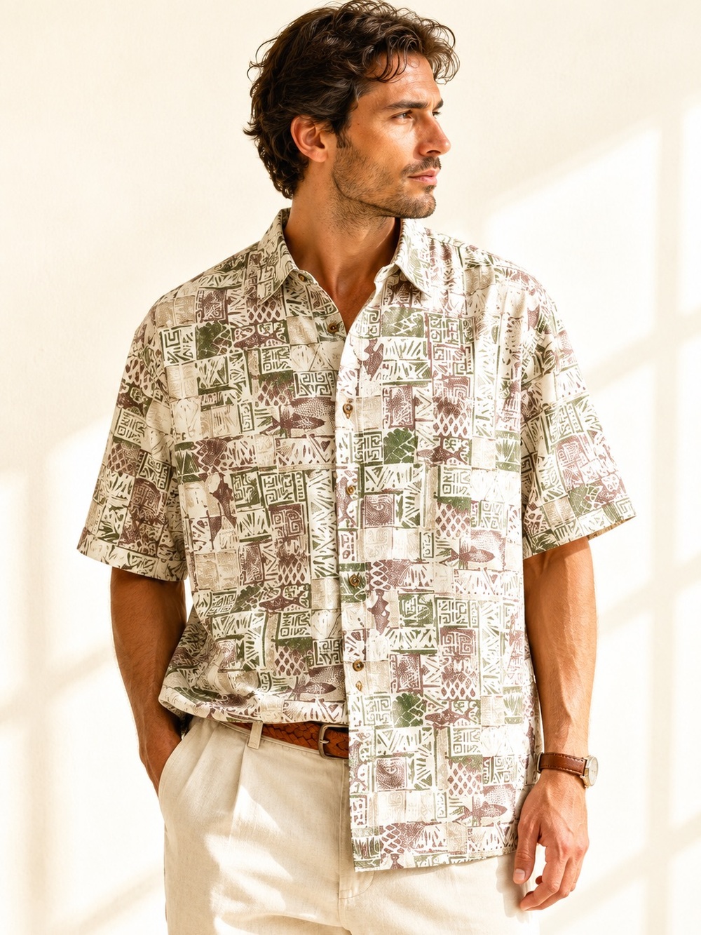 Vintage Woolrich Fish Print Cotton Shirt Archive Outdoorsman Size L